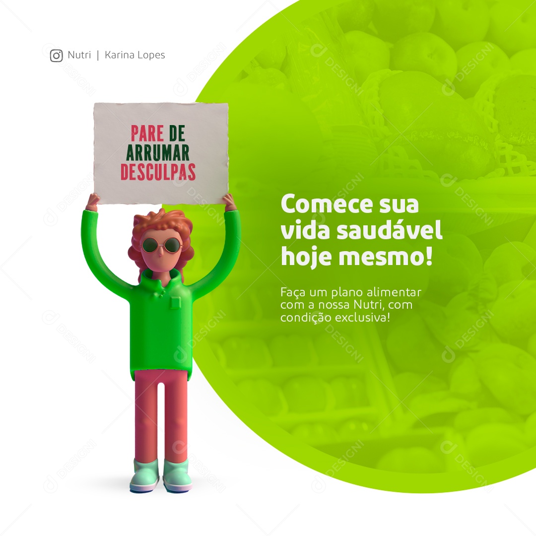 Social Media Nutricionista Vida Saudável PSD Editável