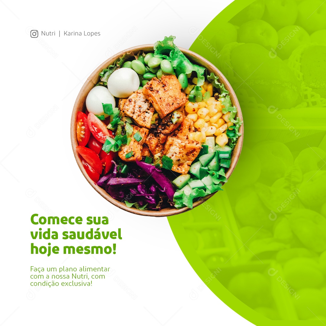 Post Nutricionista Comece sua Vida Saudável Hoje Mesmo PSD Editável