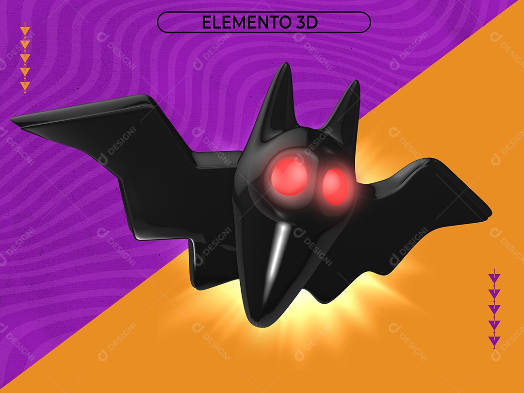 Elemento 3D Para Composição Morcego Preto Com Olhos Vermelhos PNG Transparente