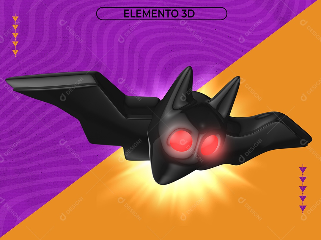 Elemento 3D Para Composição Morcego Preto Com Olhos Vermelhos PNG Transparente