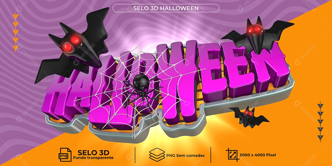 Selo 3D Para Composição Halloween Dia Das Bruxas PNG Transparente