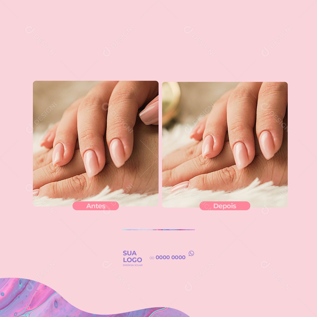 Social Media Manicure Antes de Depois PSD Editável