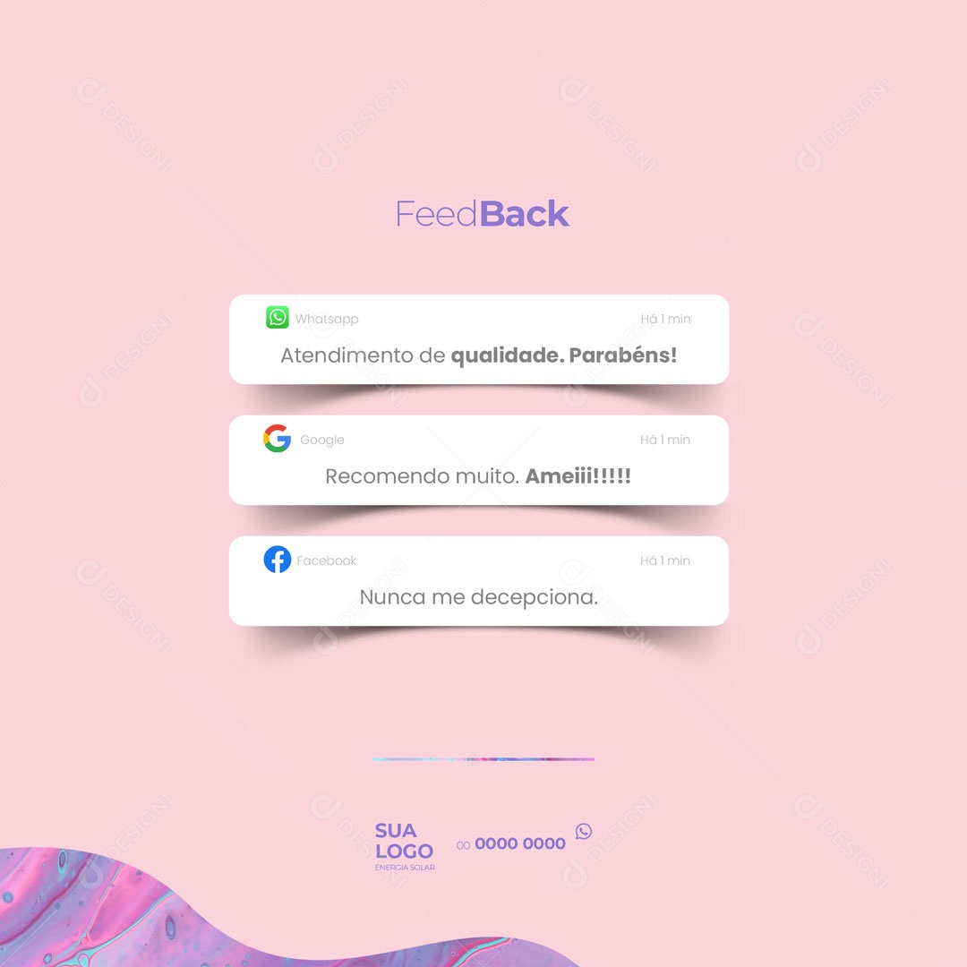 Feedback Atendimento de Qualidade Manicure Social Media PSD Editável