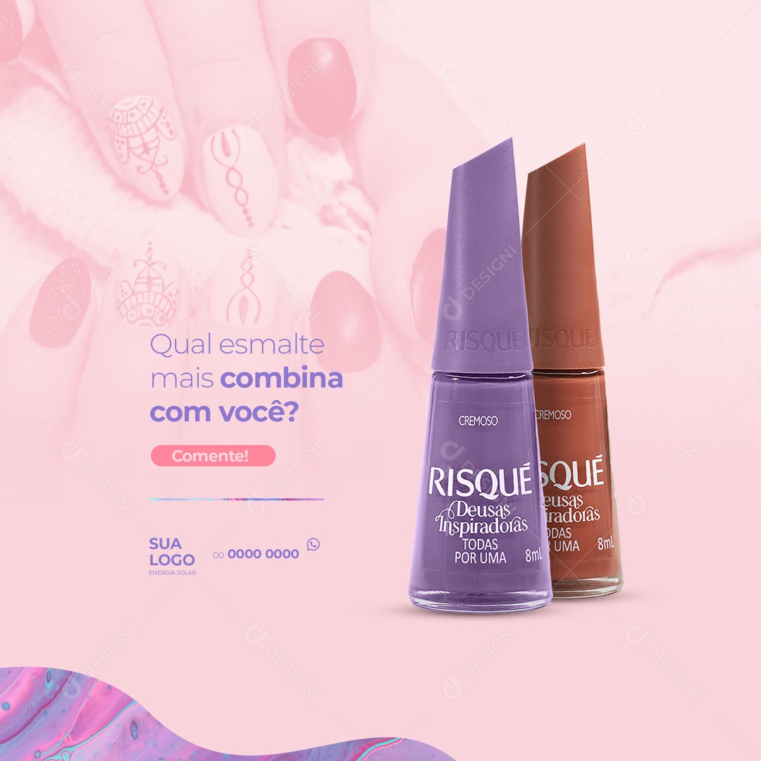 Social Media Manicure Qual Esmalte mais Combina com voce? PSD Editável