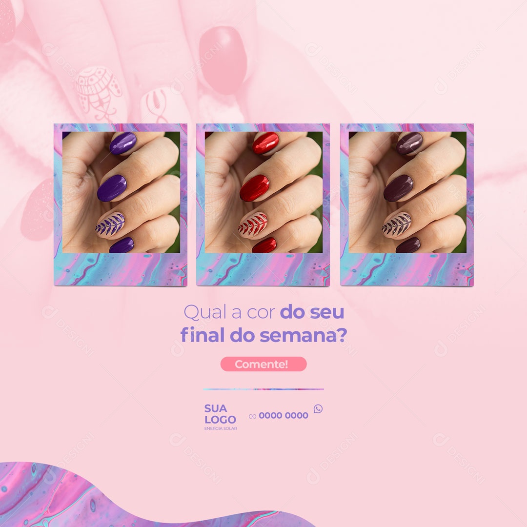 Social Media Manicure Qual a Cor do seu Final de Semana? PSD Editável