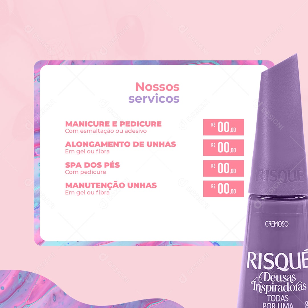 Post Manicure Nossos Serviçõs Social Media PSD Editável