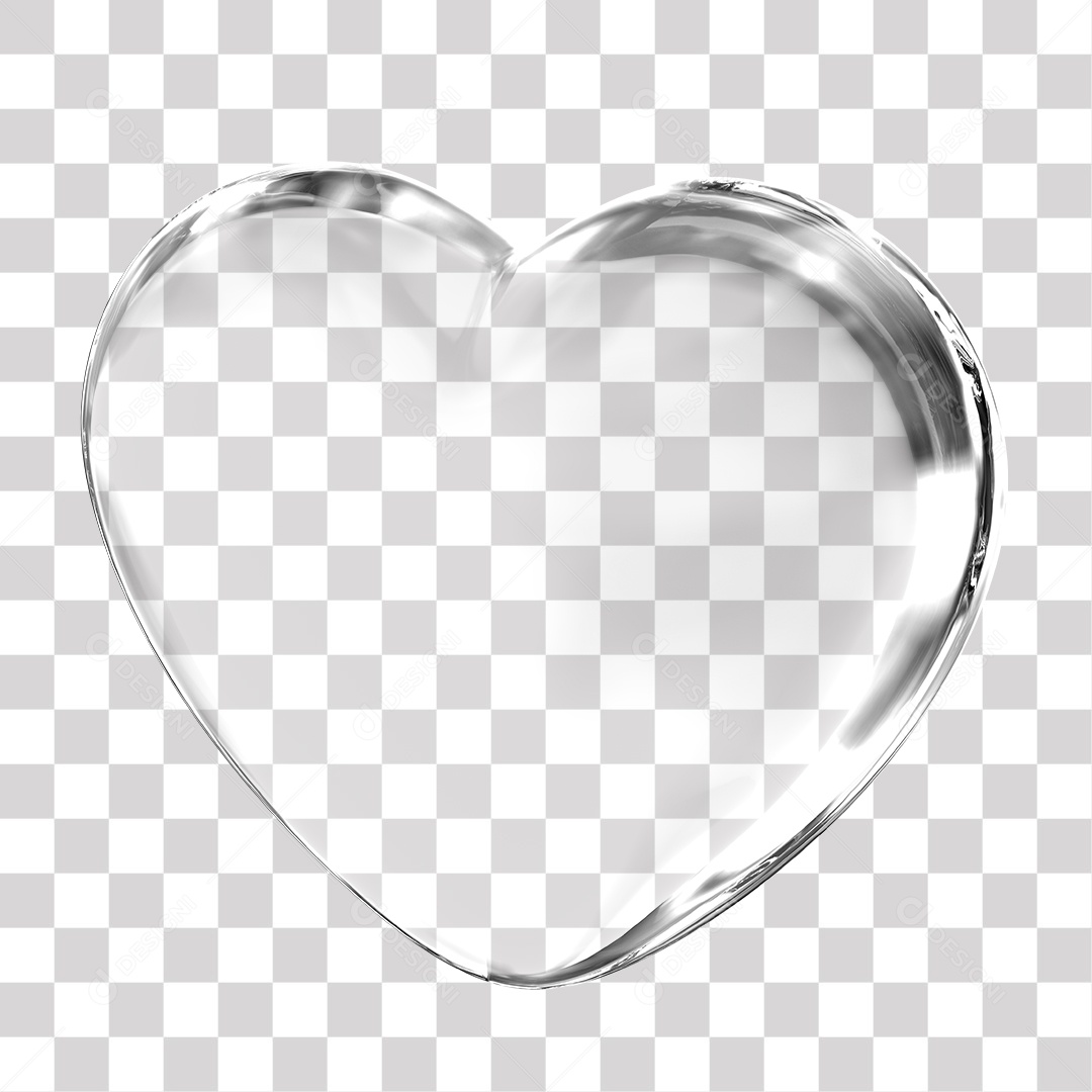 Elemento 3D Coração De Vidro Transparente PNG Transparente