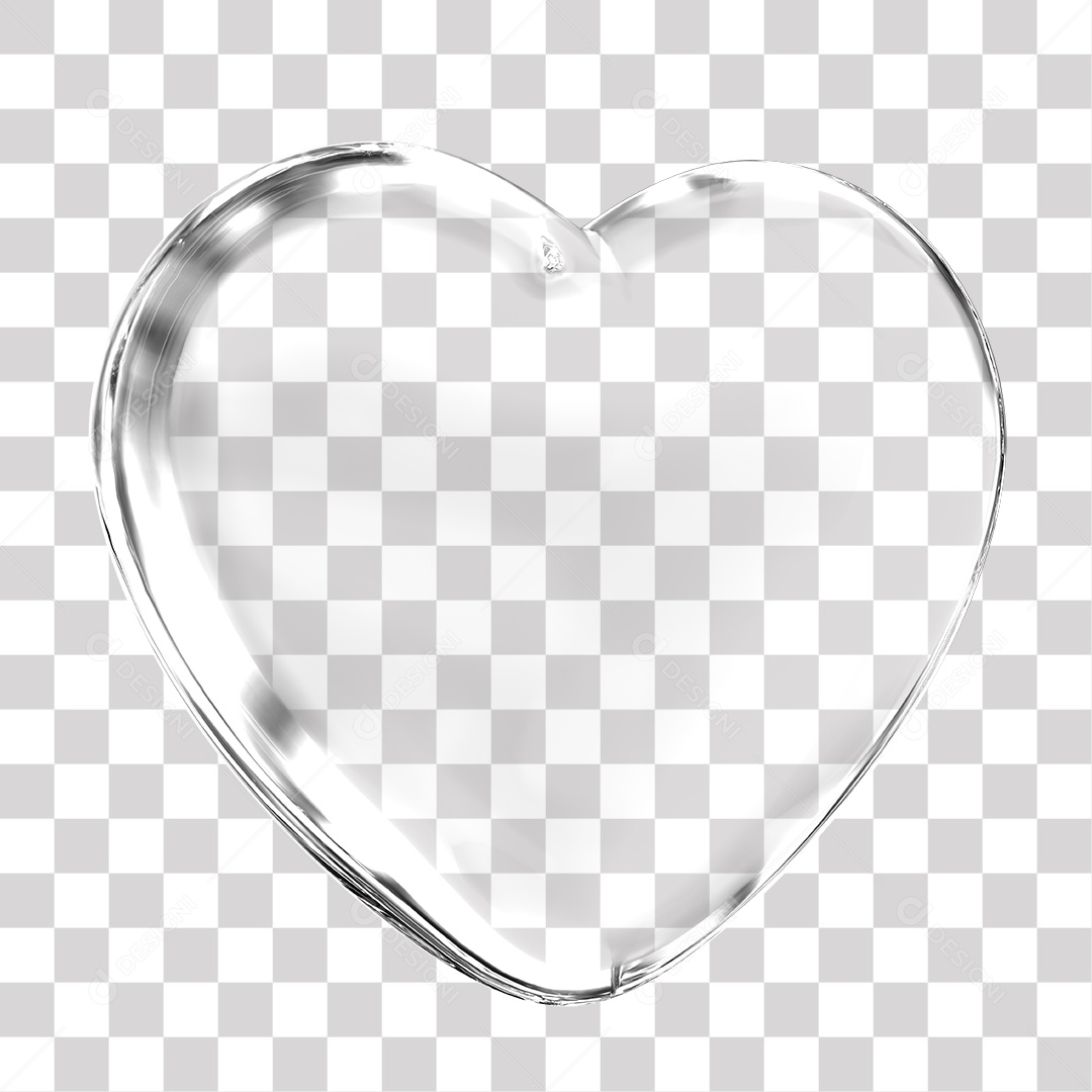 Elemento 3D Coração De Vidro Transparente PNG Transparente