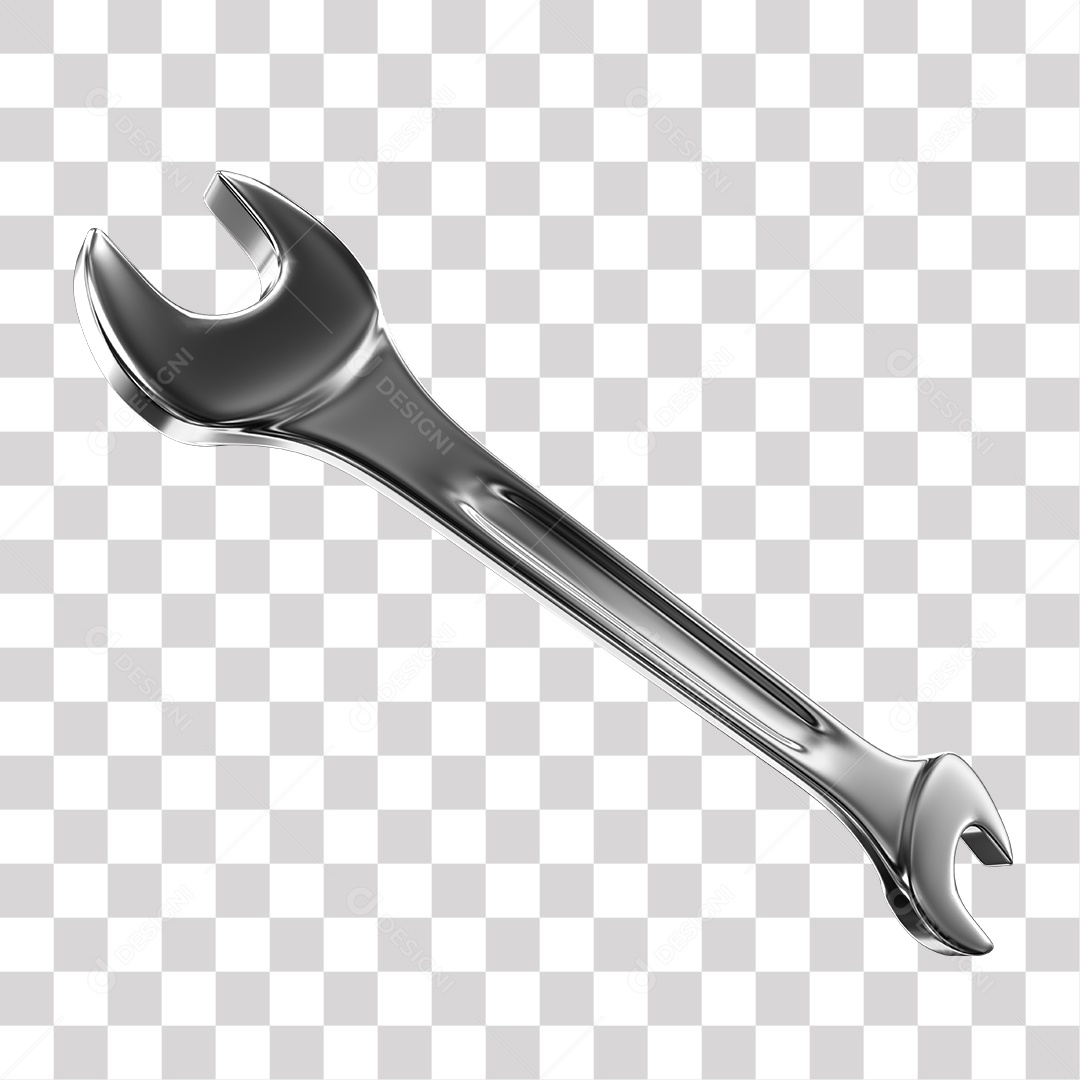 Elemento 3D Ferramenta Chave Combinadas Cromadas PNG Transparente