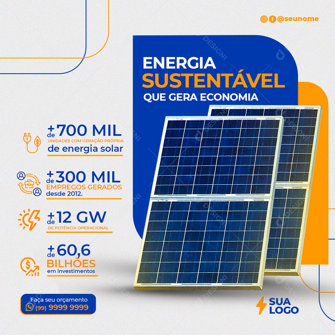 Energia Sustentável Que gera Economia Social Media PSD Editável