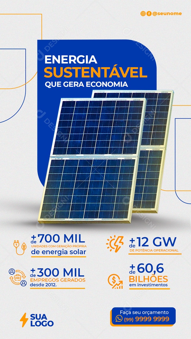 Energia Sustentável Que Gera Economia Social Media PSD Editável