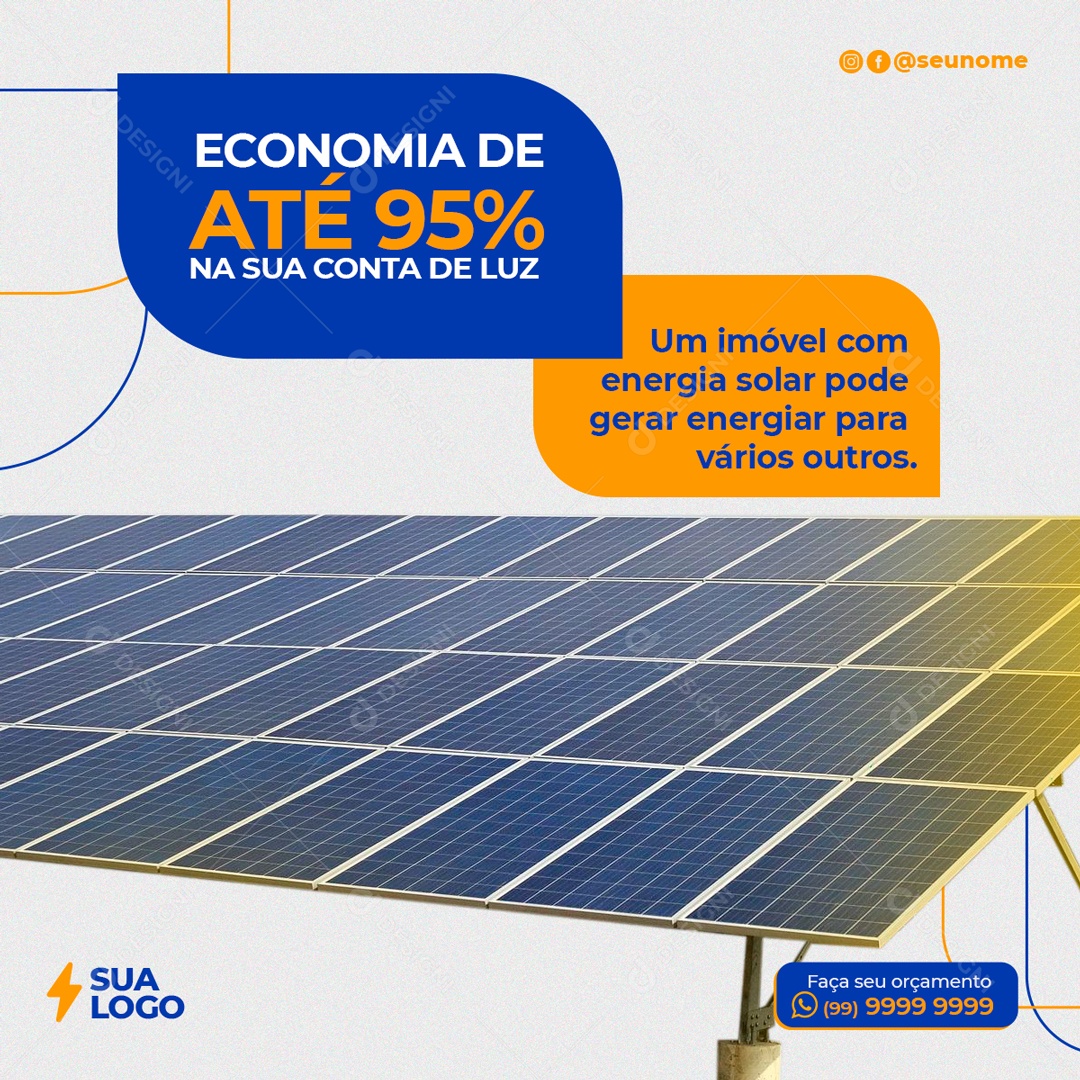 Economia De Ate 95% De Desconto Na Sua Conta de Energia Social Media PSD Editável