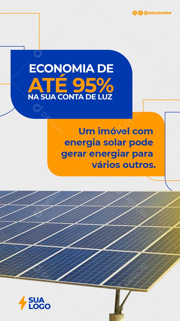 Economia De Ate 95% De Desconto Na Sua Conta de Energia Social Media PSD Editável