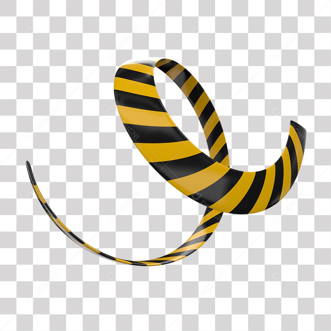 Elemento 3D Fita De Sinalização Amarela e Preta Refletivas PNG Transparente