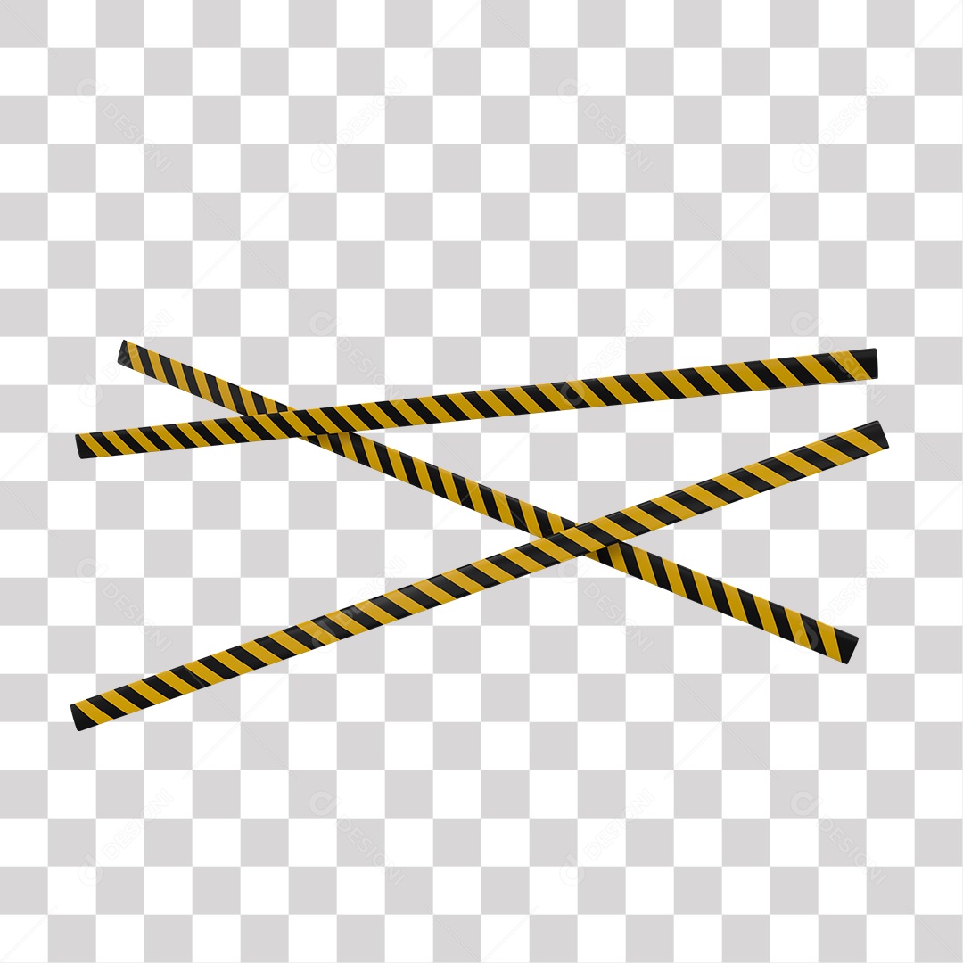 Elemento 3D Fita De Sinalização Amarela e Preta Refletivas PNG Transparente