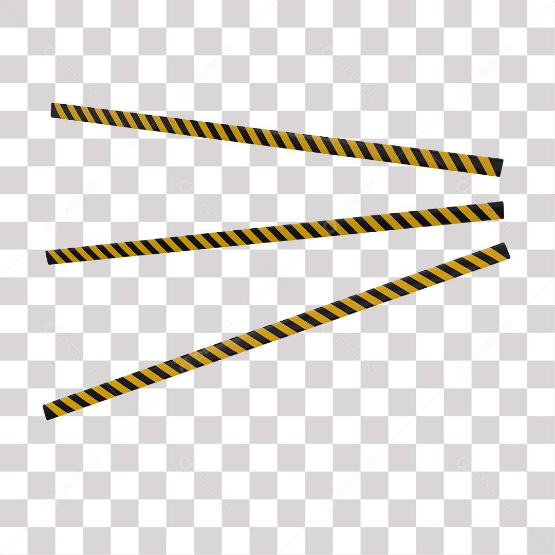 Elemento 3D Fita De Sinalização Amarela e Preta Refletivas PNG Transparente