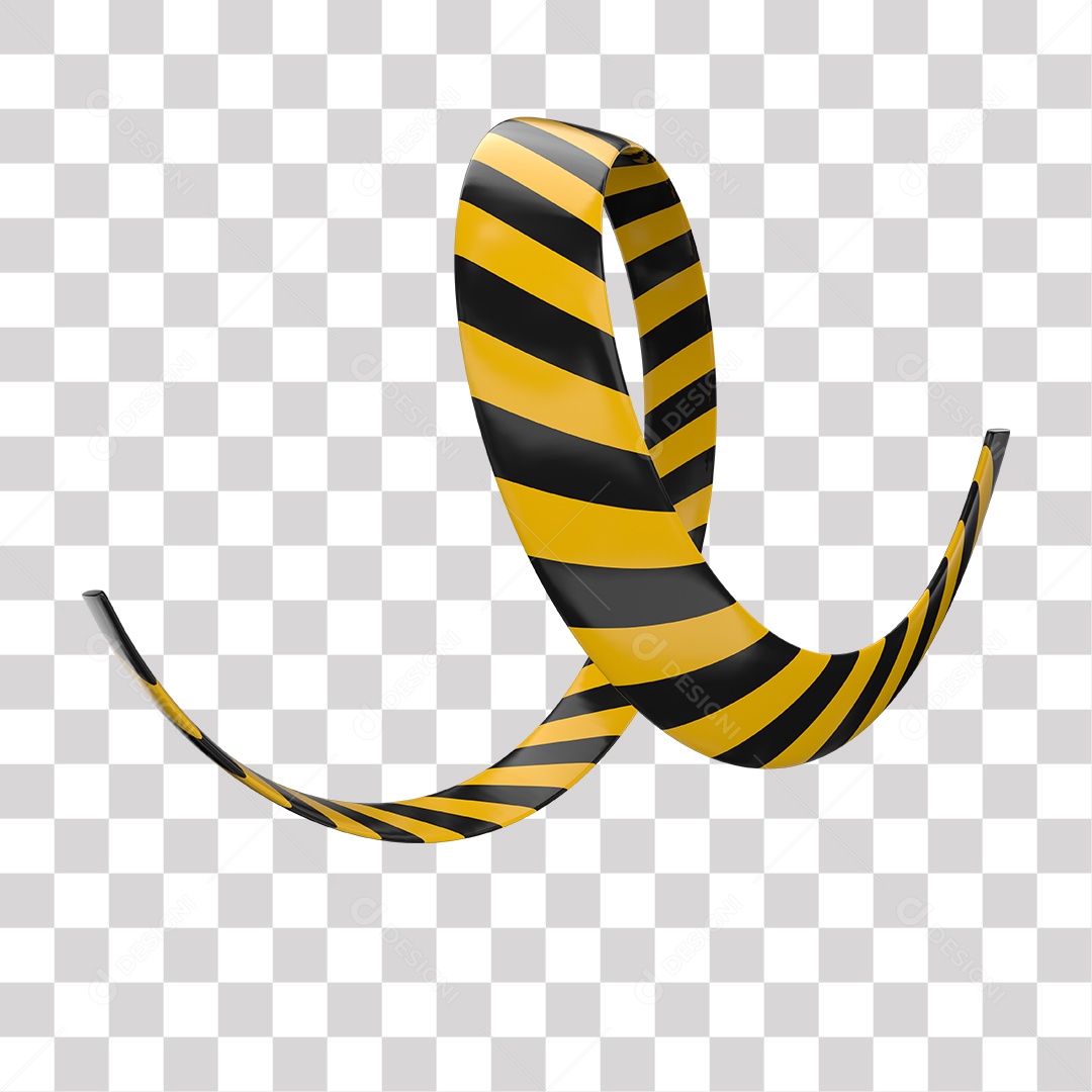 Elemento 3D Fita De Sinalização Amarela e Preta Refletivas PNG Transparente