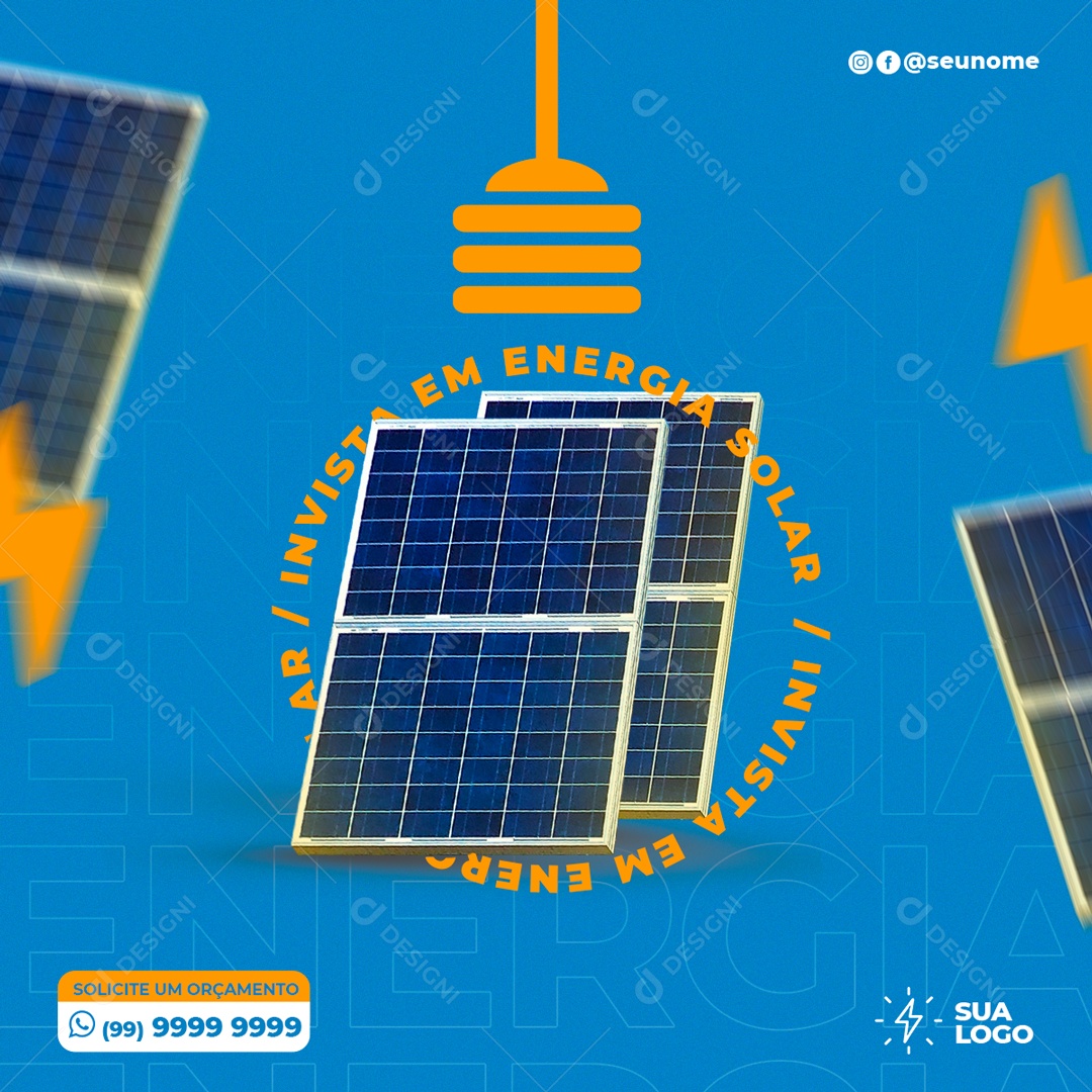 Invista Em Energia Solar e Veja A Diferença Social Media PSD Editável