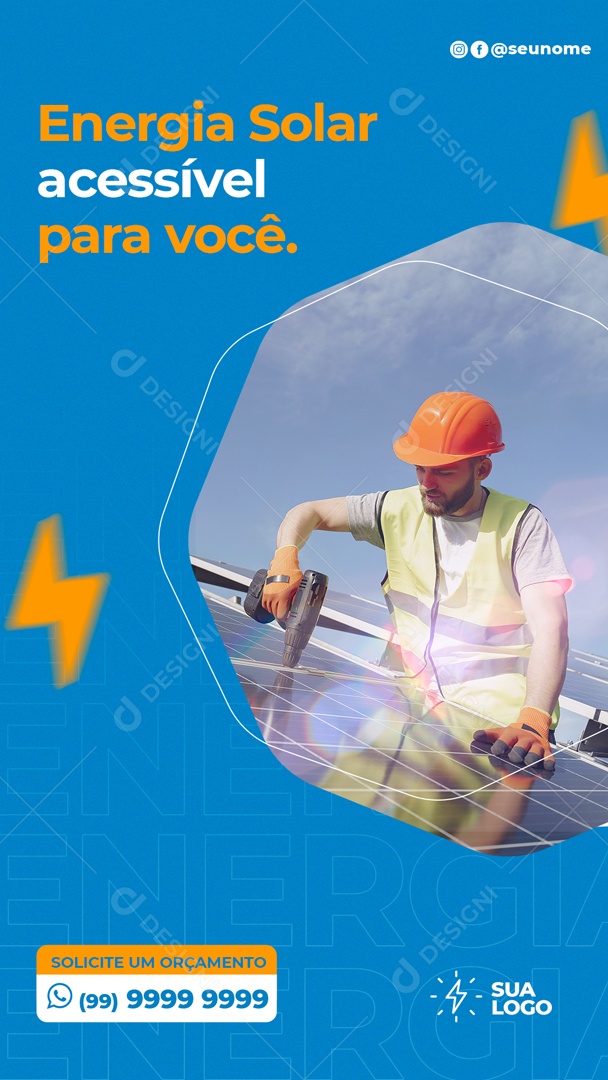 Energia Solar Acessível Para Você Social Media PSD Editável