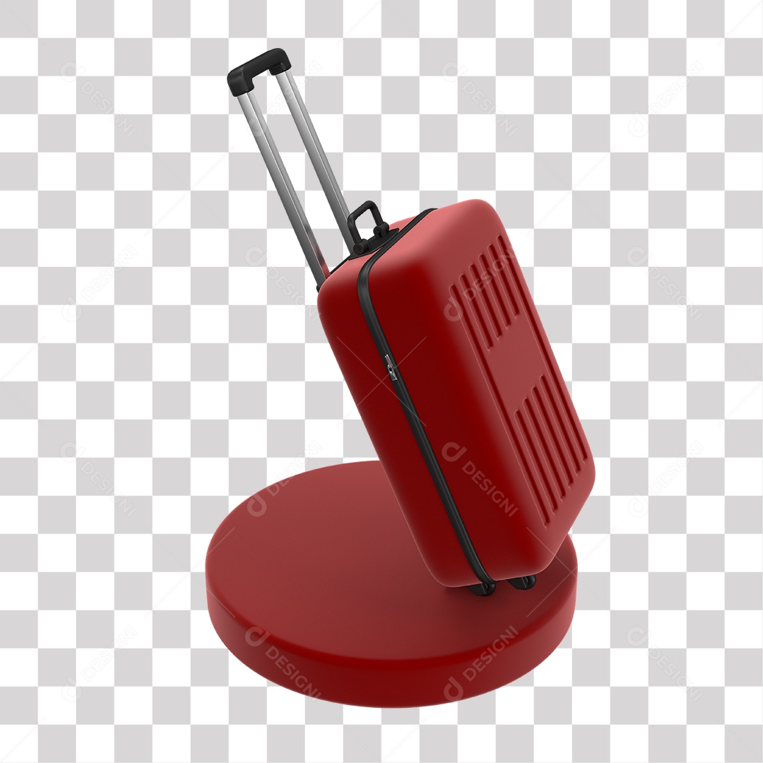 Elemento 3D Mala Vermelha De Viajem Em Podium PNG Transparente
