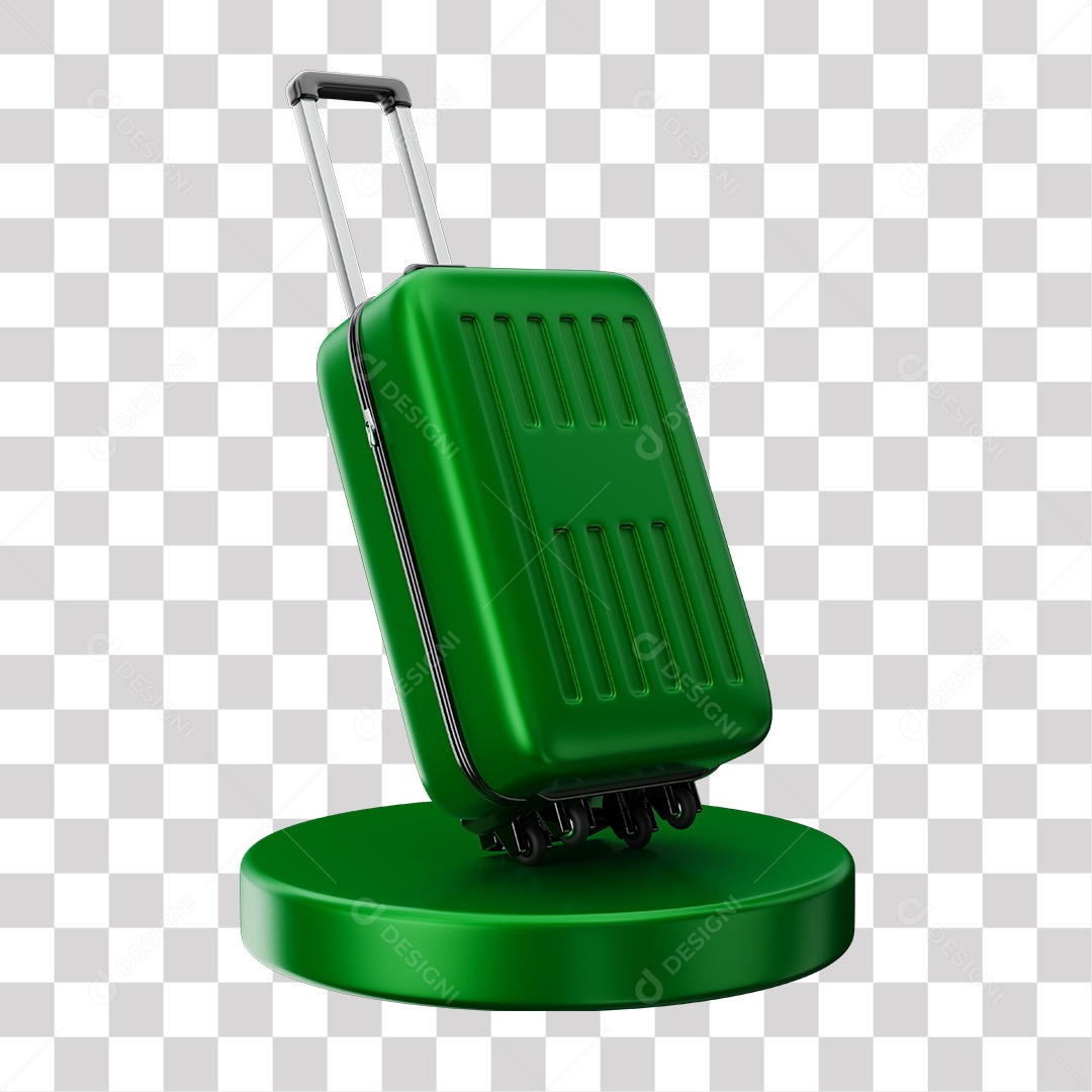 Elemento 3D Mala Verde De Viajem Em Podium PNG Transparente