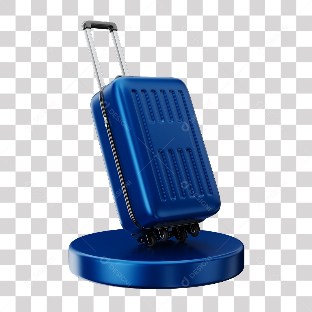 Elemento 3D Mala Azul De Viajem Em Podium PNG Transparente