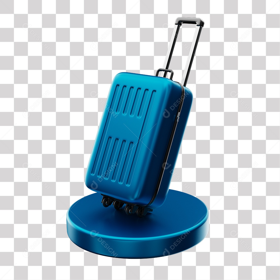 Elemento 3D Mala Azul De Viajem Em Podium PNG Transparente