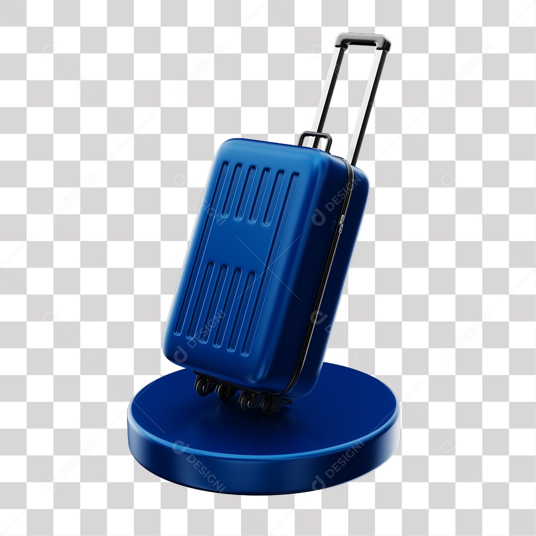 Elemento 3D Mala Azul De Viajem Em Podium PNG Transparente