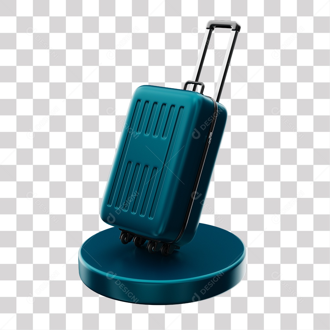 Elemento 3D Mala Azul De Viajem Em Podium PNG Transparente
