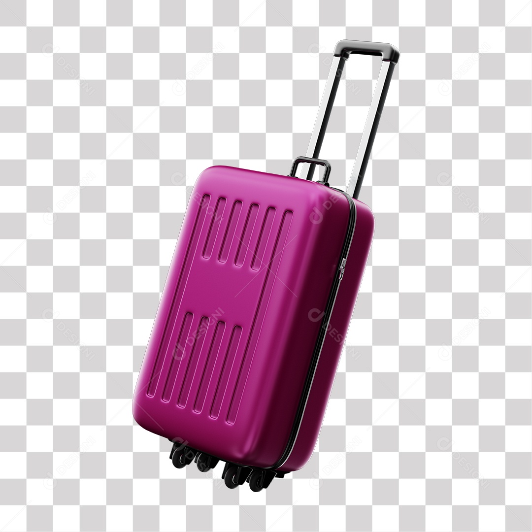 Elemento 3D Mala Rosa De Viajem PNG Transparente