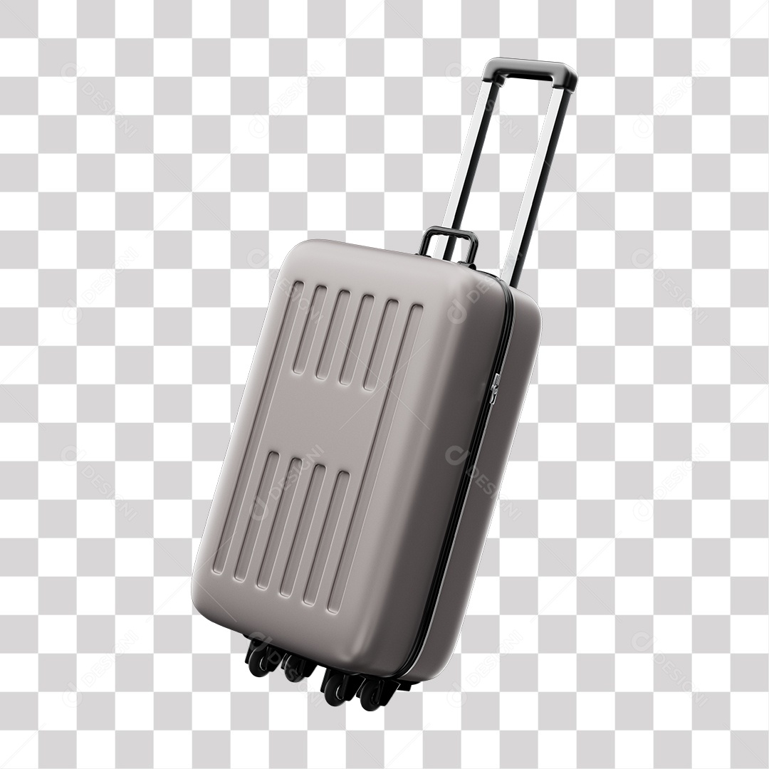 Elemento 3D Mala Cinza De Viajem PNG Transparente