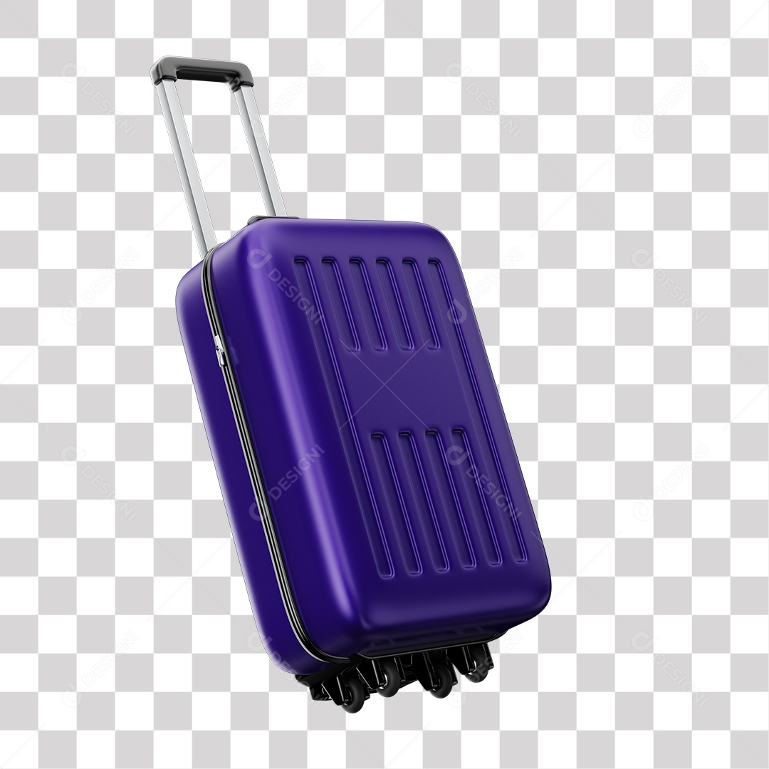 Elemento 3D Mala Roxo De Viajem PNG Transparente