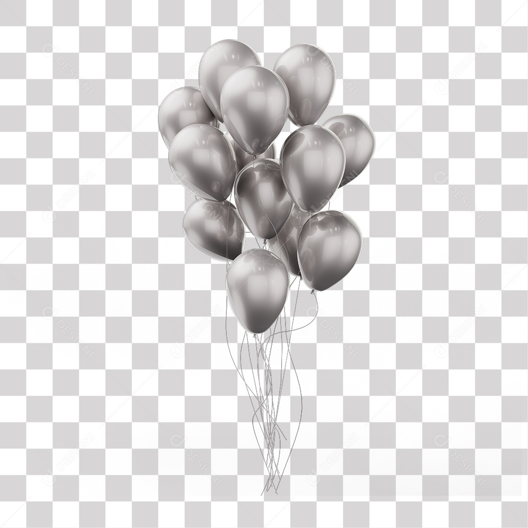 Elemento 3D Balões Amarrados Em Linhas PNG Transparente