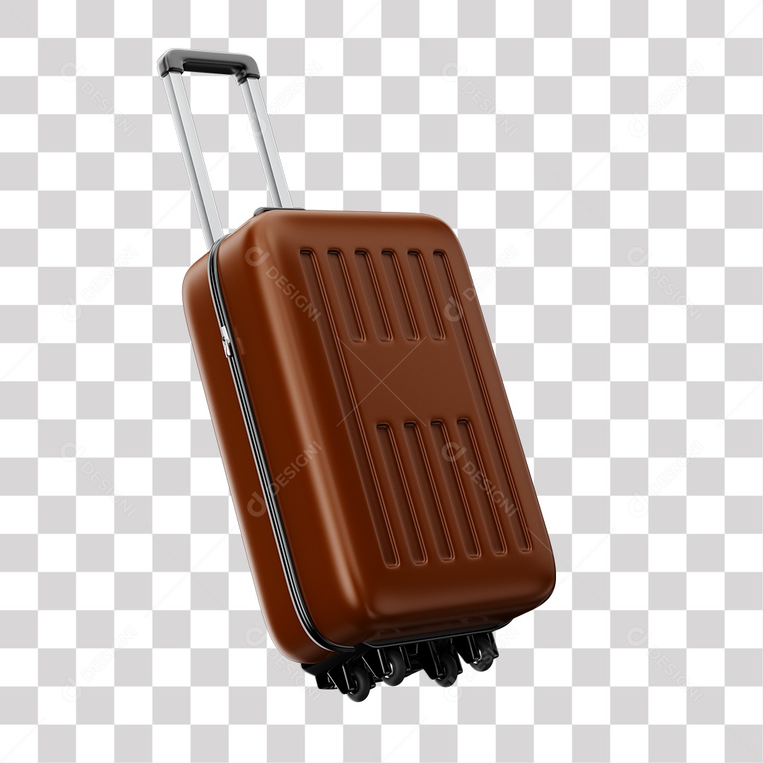 Elemento 3D Mala Marrom De Viajem PNG Transparente