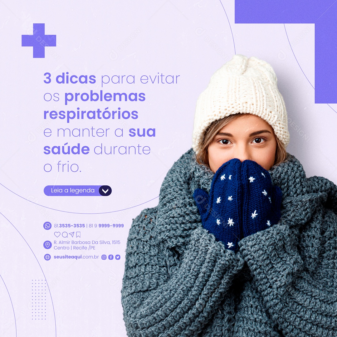 Três Dicas para evitar os Problemas Respiratórios Laboratório Clínico Social Media PSD Editável