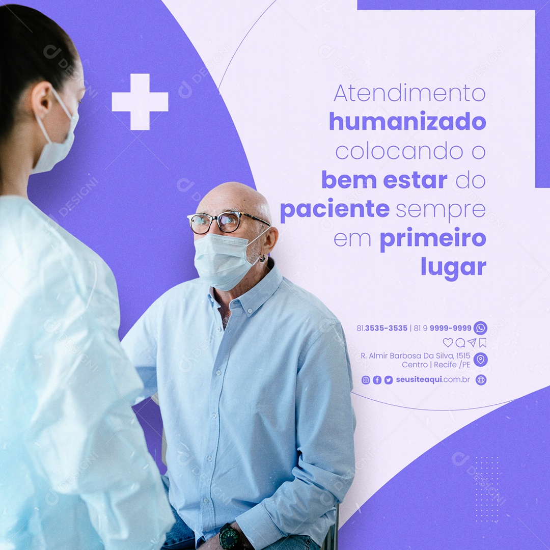 Atendimento Humanizado colocando o Bem Estar Laboratório Clínico Social Media PSD Editável