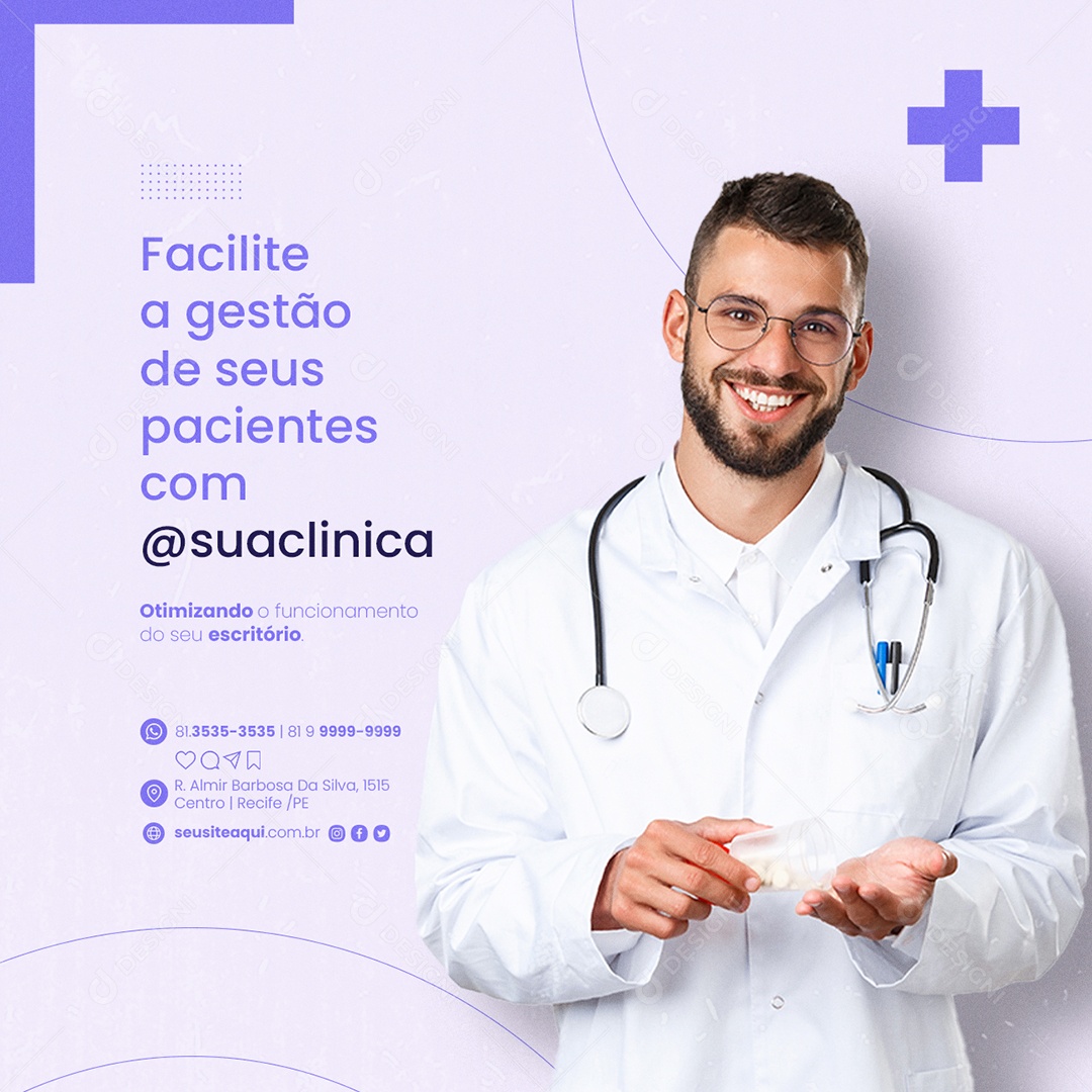 Facilite a gestão de seus Pacientes com Laboratório Clínico Social Media PSD Editável