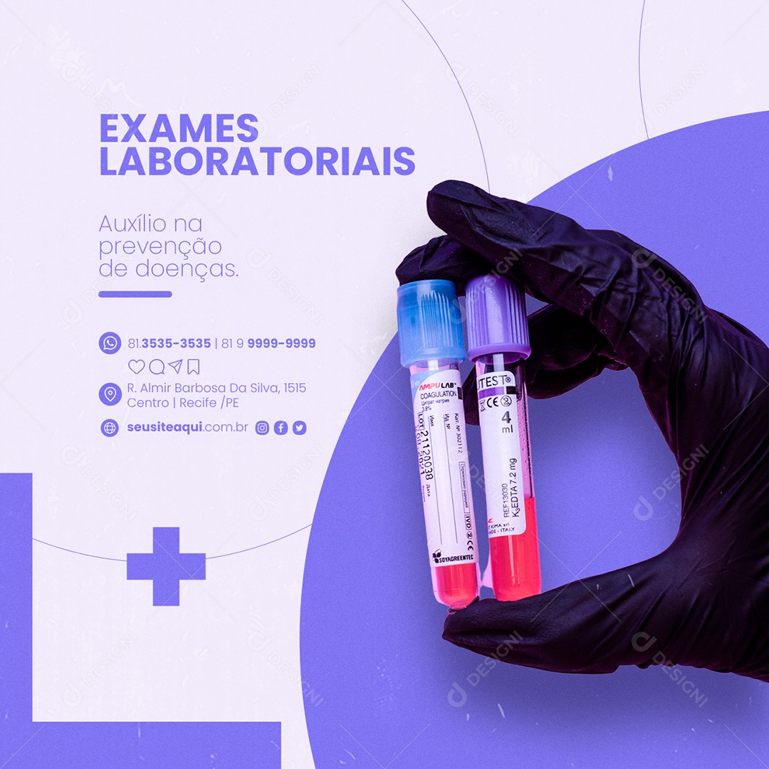 Exames Laboratoriais Laboratório Clínico Social Media PSD Editável