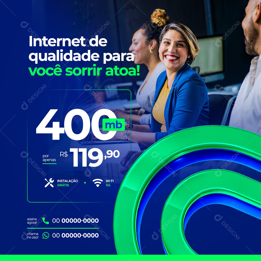 Social Media Provedor de Internet Qualidade Para Você Sorrir Atoa PSD Editável