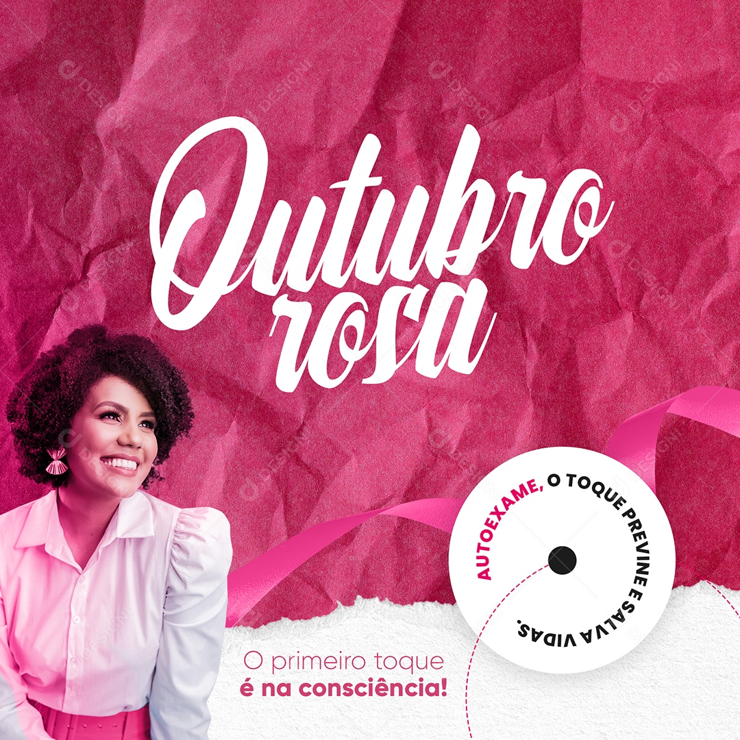 Post Feed Outubro Rosa O Primeiro Toque é Na Consciência Social Media PSD Editável