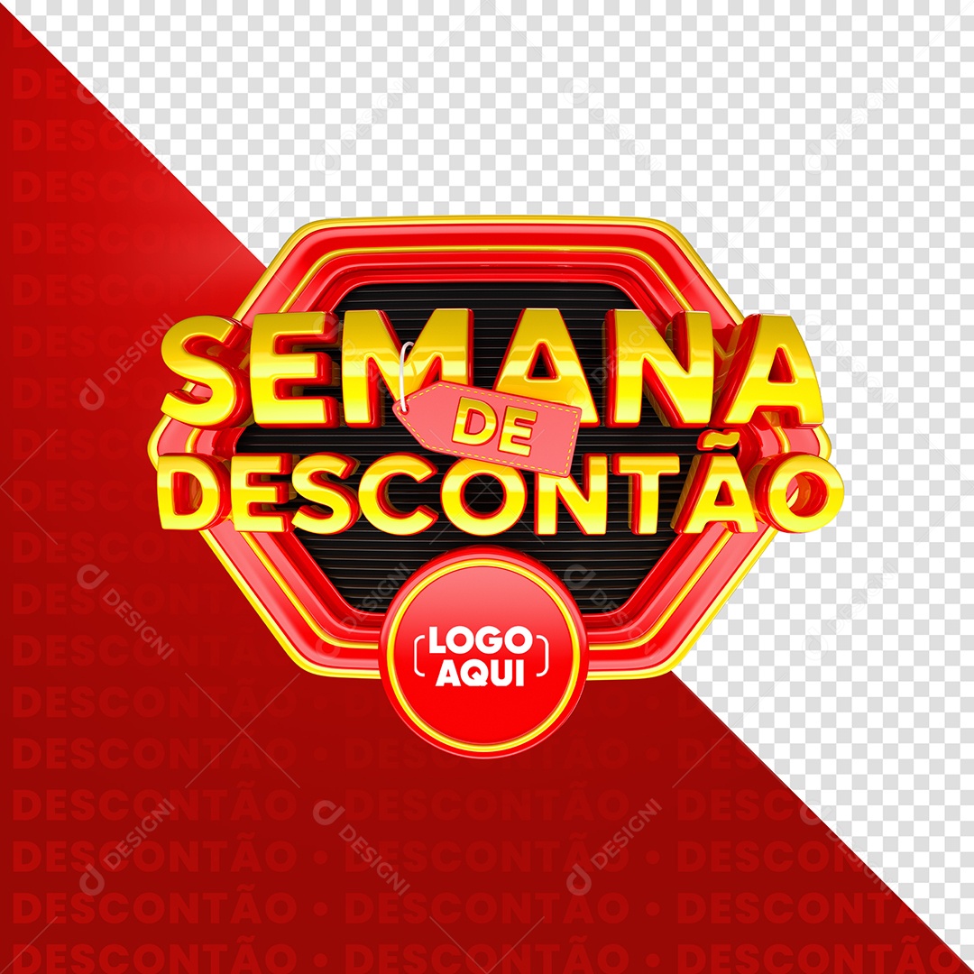 Selo 3D Semana De Desconto e Promoções PSD
