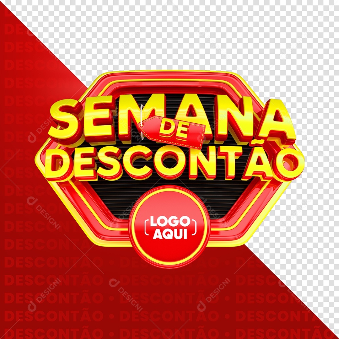 Selo 3D Semana De Desconto e Promoções PSD