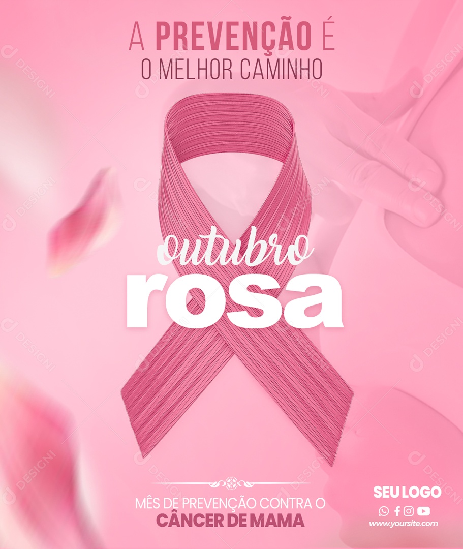 Mês de Prevenção ao Câncer de Mama Outubro Rosa Social Media PSD Editável