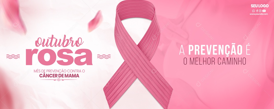 Banner A Prevenção é o Melhor Caminho Outubro Rosa Social Media PSD Editável