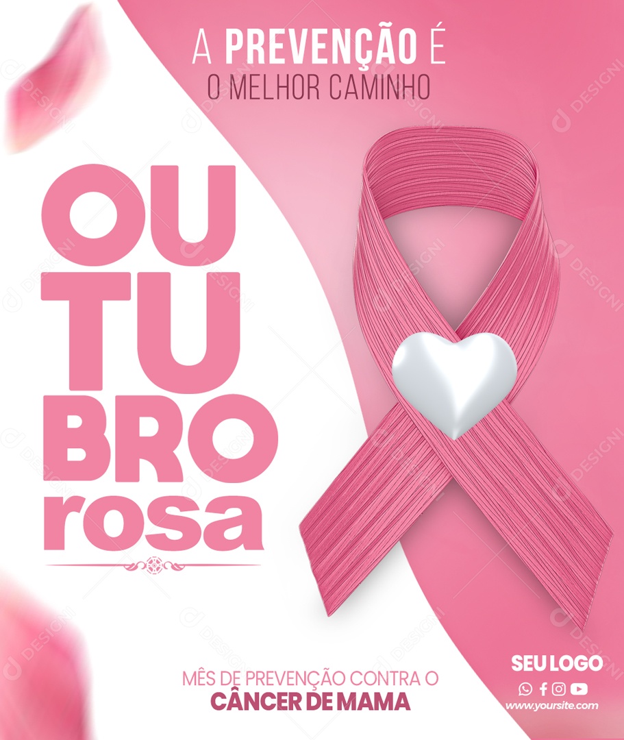 A Prevenção é o Melhor Caminho Outubro Rosa Social Media PSD Editável