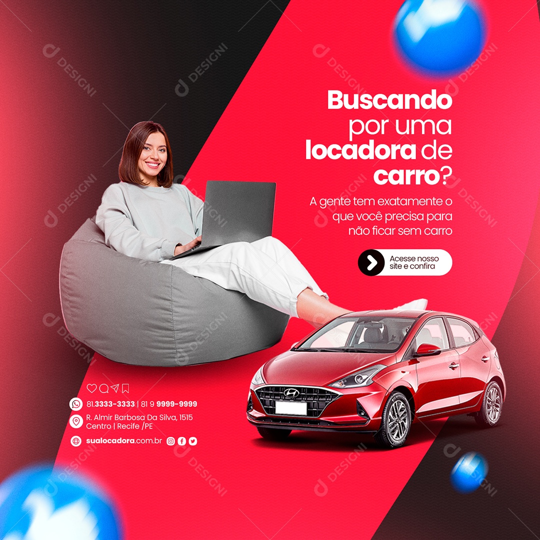 Buscando por uma Locadora de Carros Social Media PSD Editável