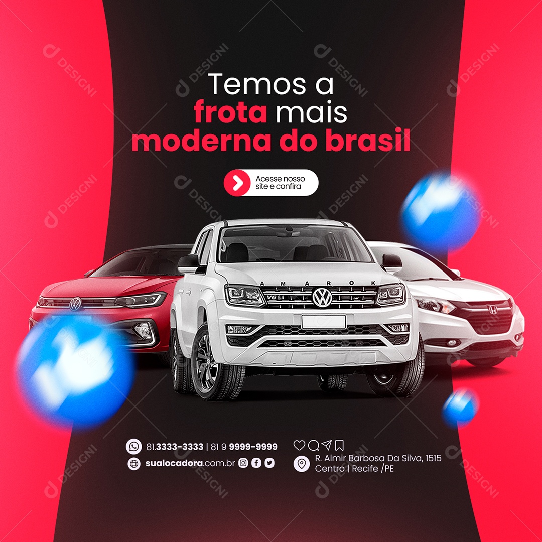Temos a Frota mais Moderna do Brasil Locadora de Carros Social Media PSD Editável