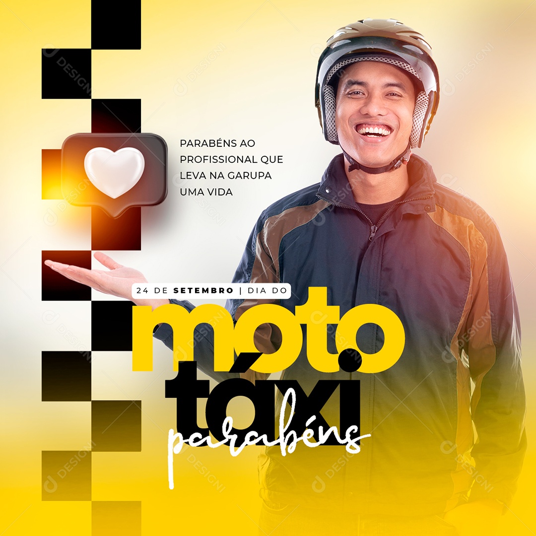 Parabéns ao Profissional que leva na Garupa uma Vida Dia do Mototaxista Social Media PSD Editável