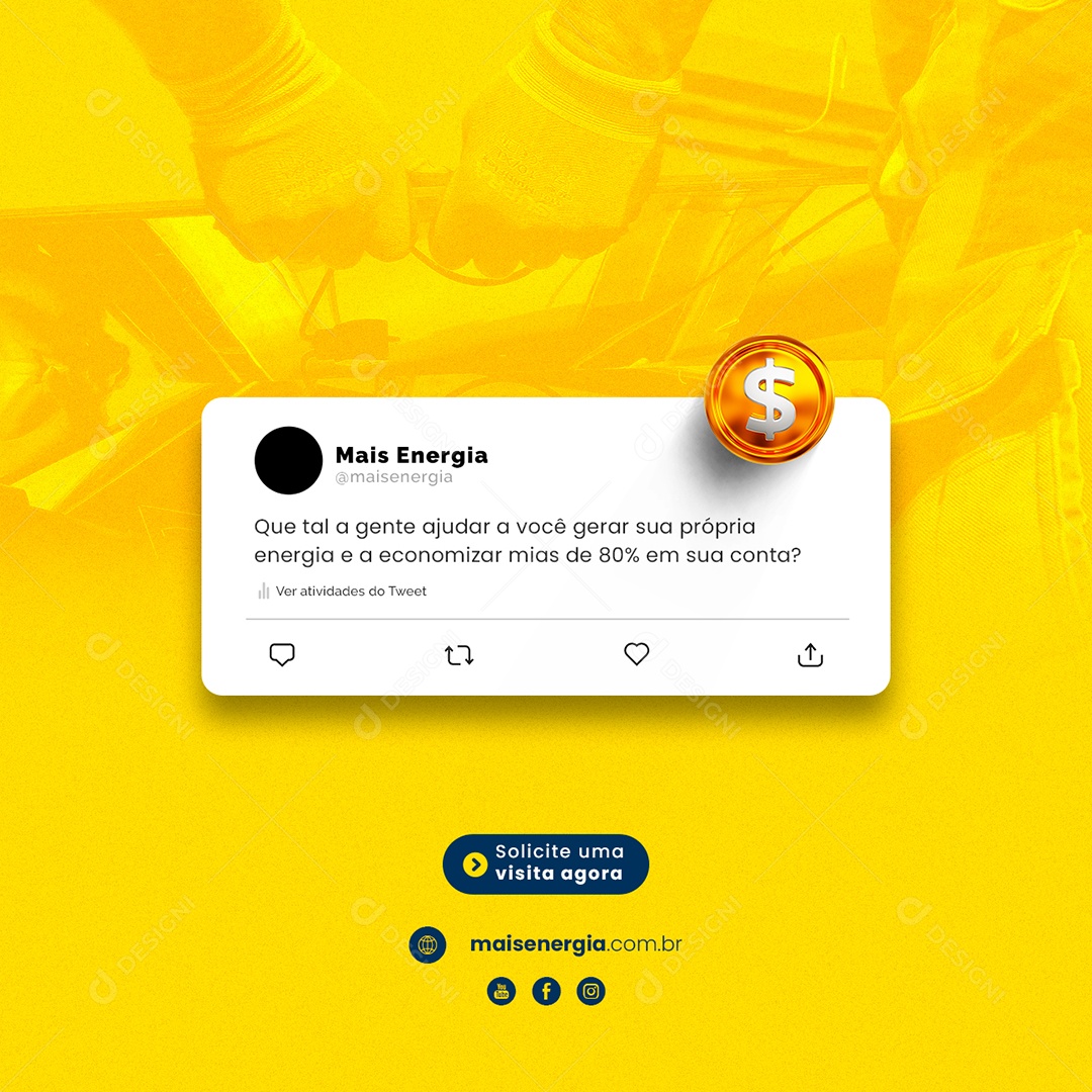 Que Tal a gente Ajudar Energia Solar Social Media PSD Editável