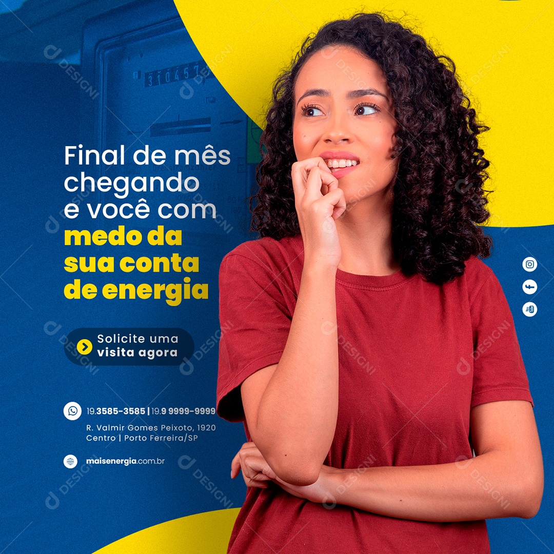 Final de Mês chegando e Você Energia Solar Social Media PSD Editável